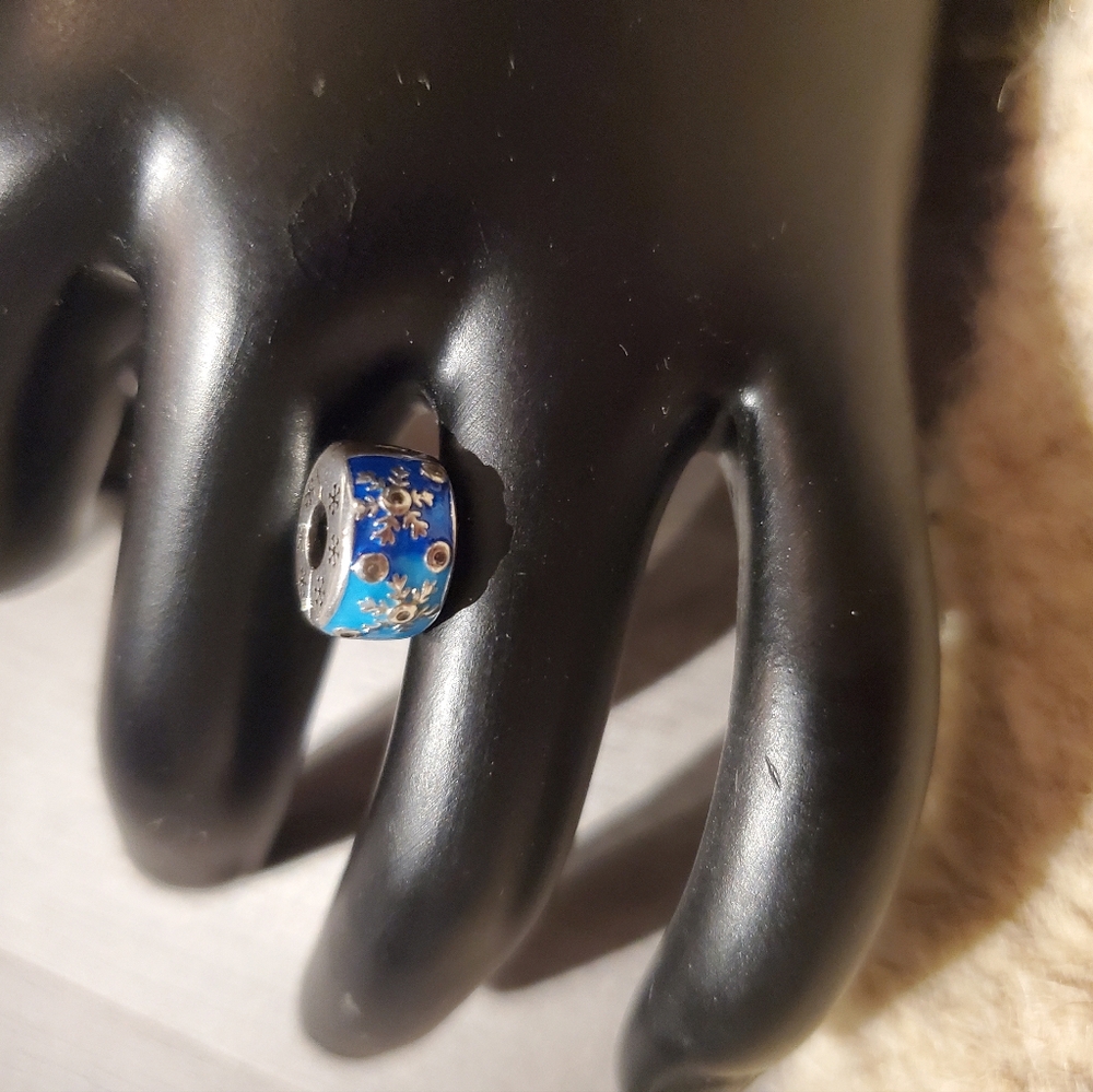 Pandora Elegant Blue Floral Charm Bead Stopper